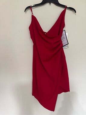 Emerald Sundae Deep Red Draped Mini Slip Dress